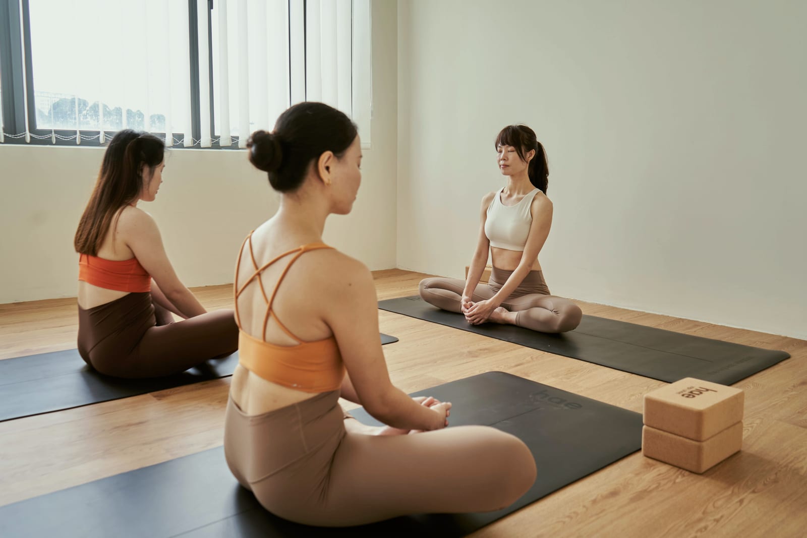 A yoga class in progress at Hae Studio