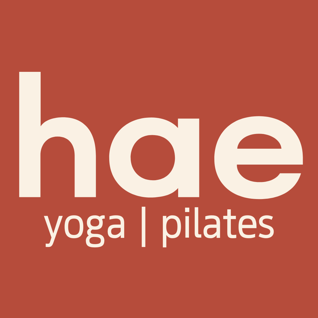 Hae Studio logo, cream lettering on terracotta